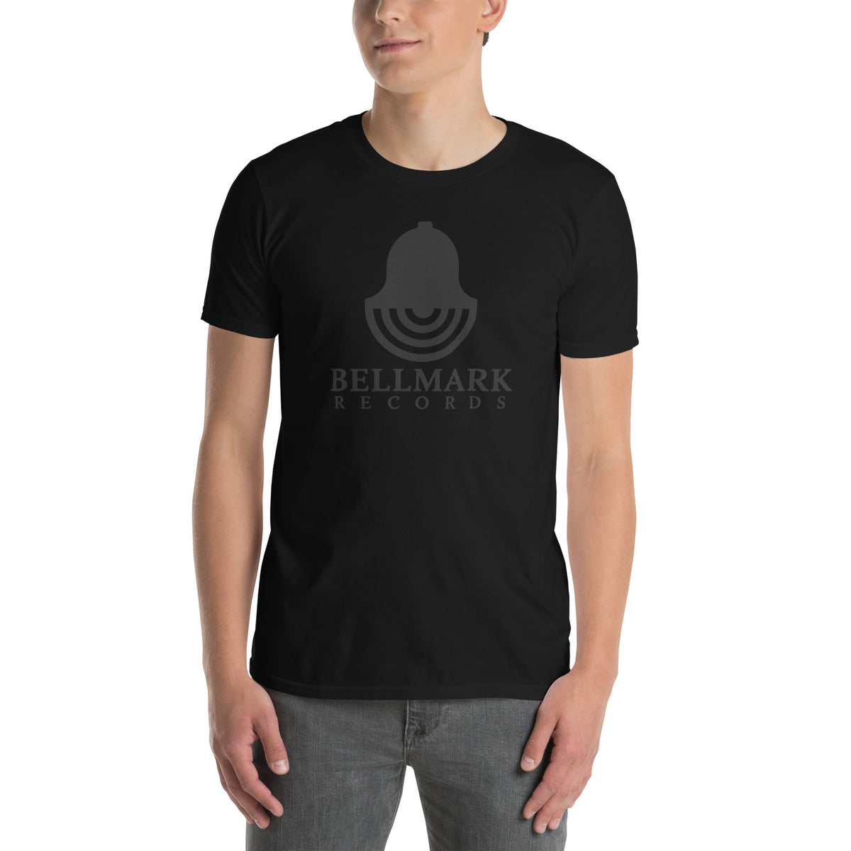 Black Bellmark Records t-shirt, front view